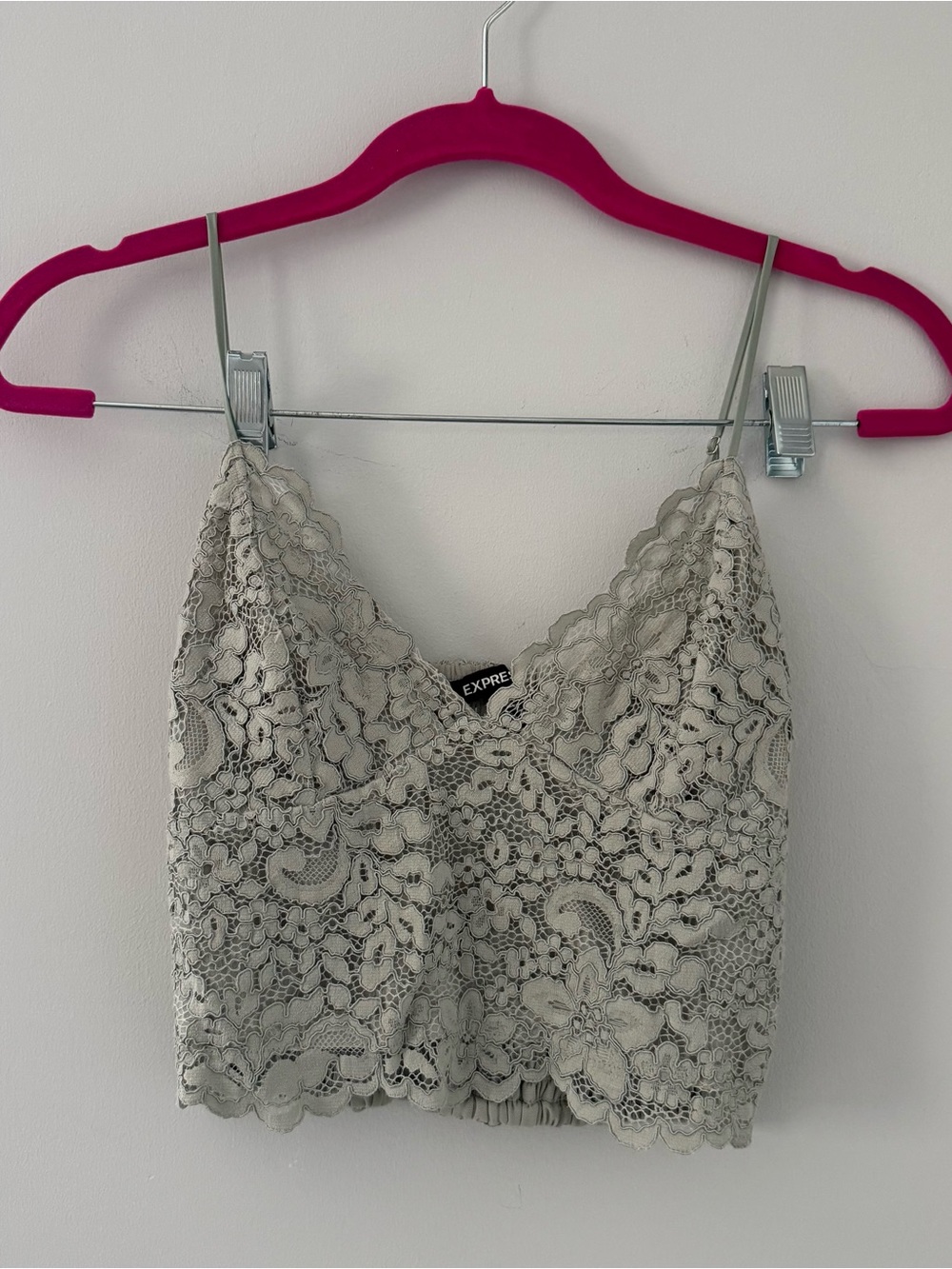 Express Lace Cropped Cami in Sage Green